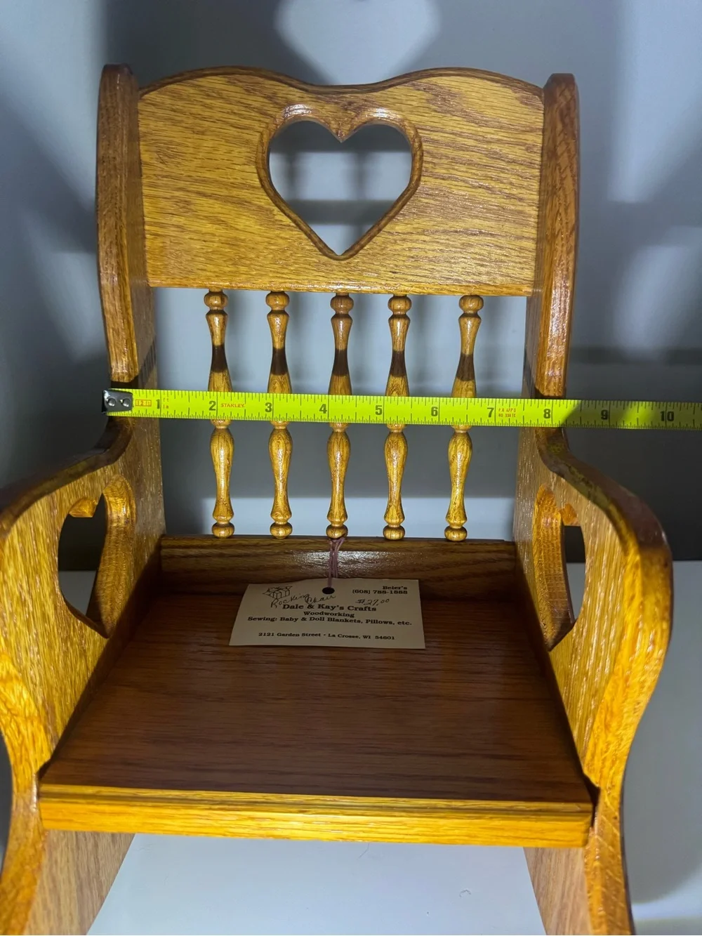 Handcrafted Oak Heart Rocking Chair Accent - Oak Finish